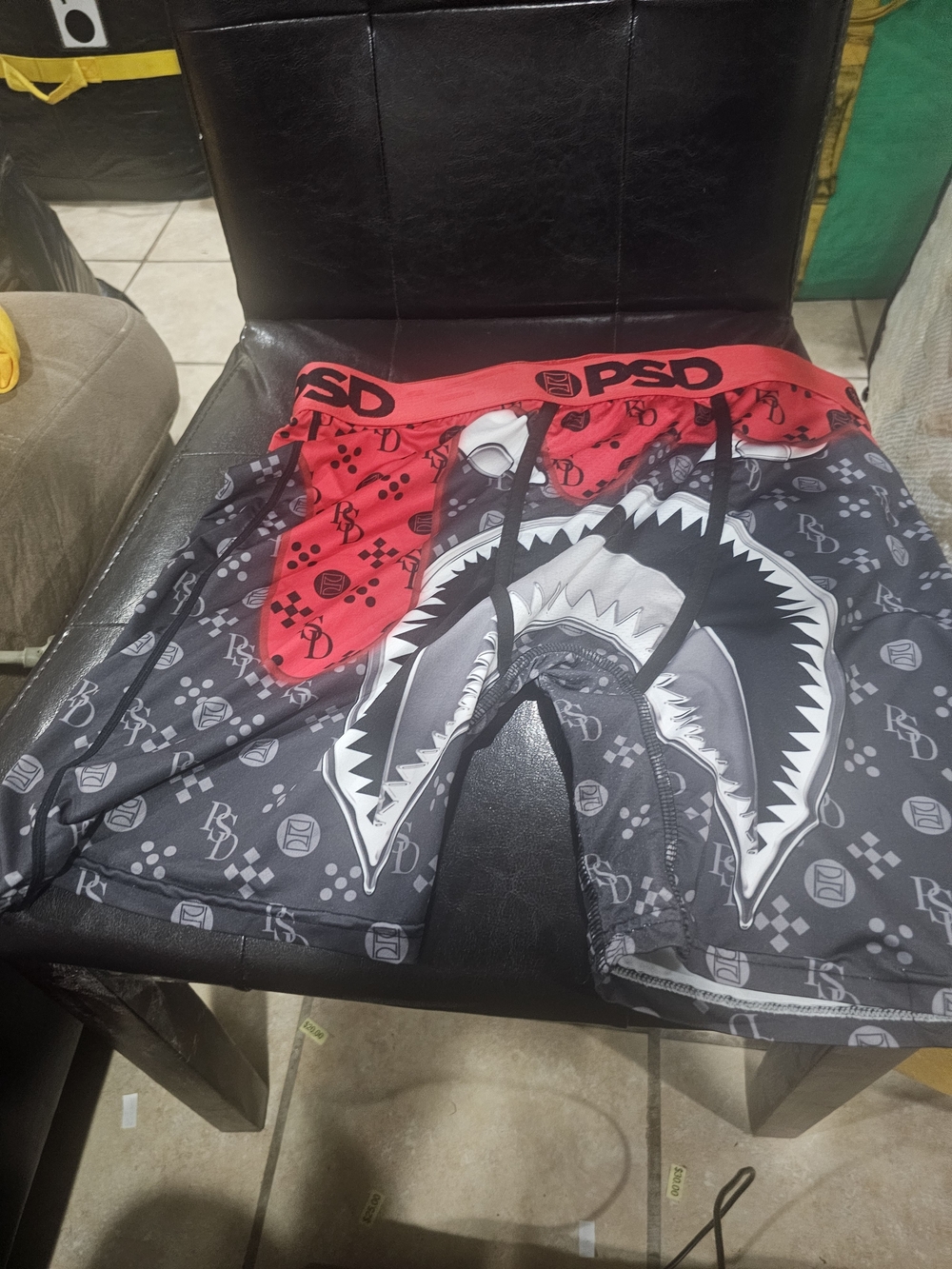 PSD Men’s Red & Gray Shark Print Swim/Board Shorts